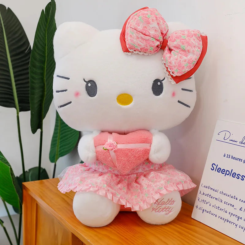 Kawaii Hello Kitty Plush Toy Cute Filled Doll for Kids Birthday Gift Lovely My Melody Kuromi Floral Stuffed Animal Soft Large
