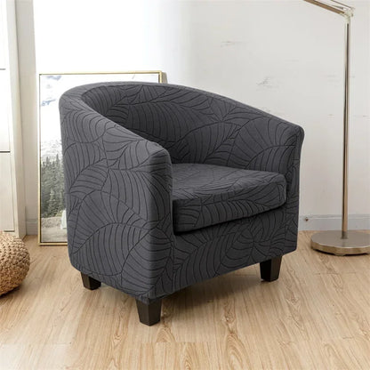 Tub Club Armchair Covers Leaves Jacquard Bar Chair Cover Solid Color Relax Single Sofa Slipcovers with Seat Cushion Cover Home