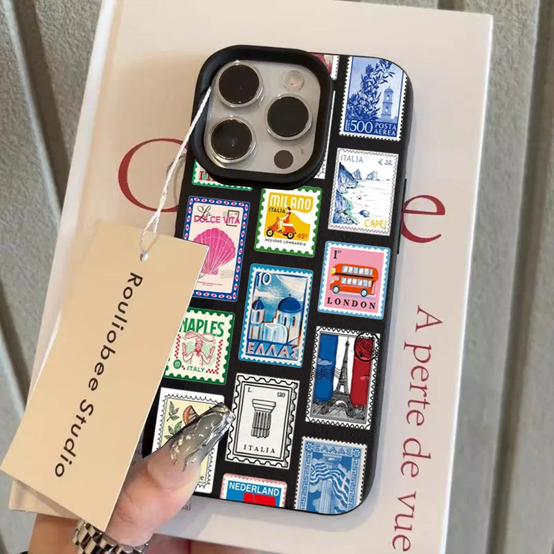 Vibrant Retro Stamp Lichee Design Phone Case For iPhone 17 16 15 14 Pro Max Plus Air 16 Plus 16E Shockproof Cover