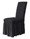 1PC Seersucker Chair Cover with Skirt Stretch Wedding Chairs Covers Dining Room Universal Size Seat Slipcovers for Banquet Party