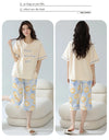 2-Pcs Women’s Cotton Pajama Set – Breathable Short Sleeve Summer Sleepwear with Cute Prints