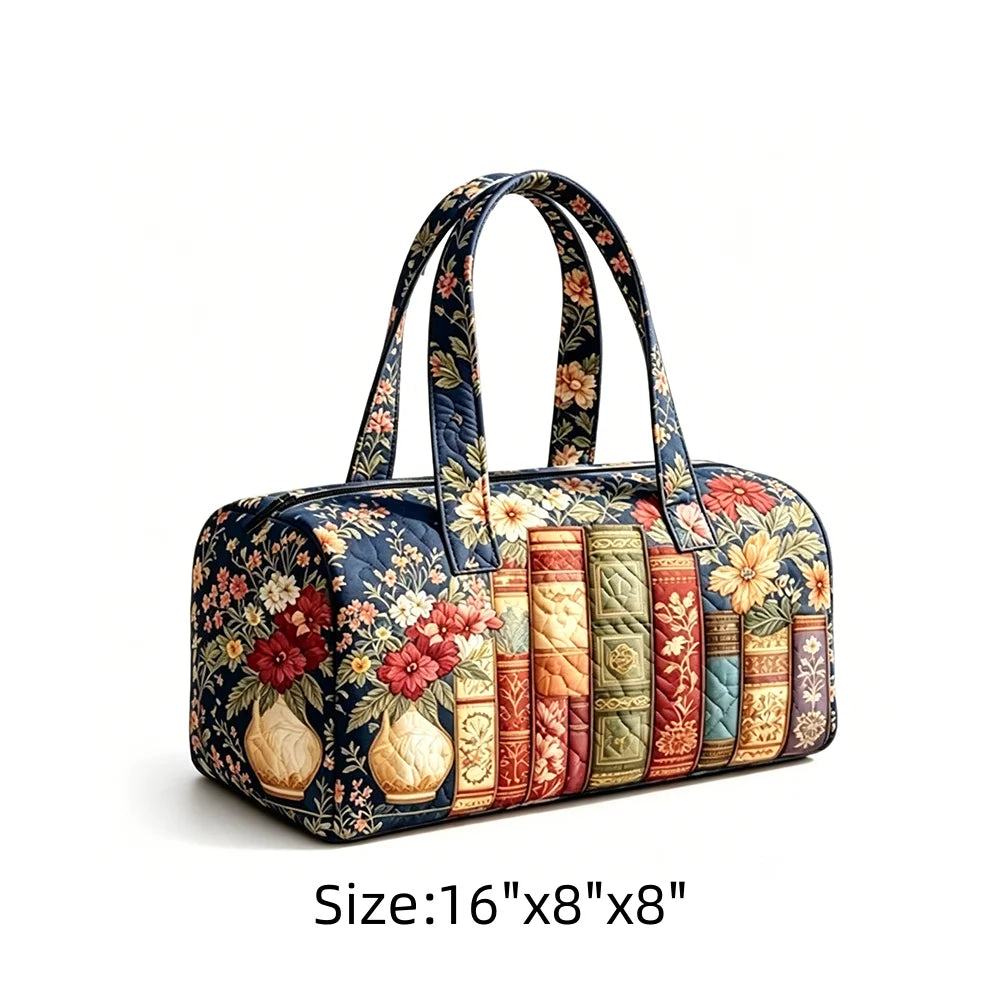 Summer Quilted Duffel Bag Tropical Vacation Carry-on Luggage Beach Travel Tote with Zipper Coconut Tree Surfboard Print Handbag