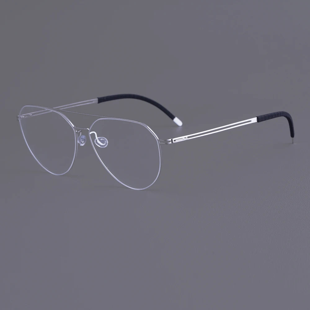 Oversized Pilot Titanium Double Bridge Screwless Eyeglasses Frame
