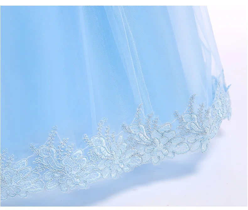 12 10 Yrs Girls Party Dresses Blue Butterfly Gala Prom Gown for Children Kids Formal Events Costume Birthday Princess Clothes