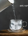 180/250ml Double Wall Glass With Dish And Spoon Clear Glass Espresso Cups Set Heat Resistant Handle Coffee Mug Drinkware