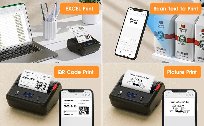 B3S Barcode Thermal Label Printer, Bluetooth Wireless Sticker Maker 20–75mm, Portable Inkless Label Printer for Clothing Jewelry & Shipping