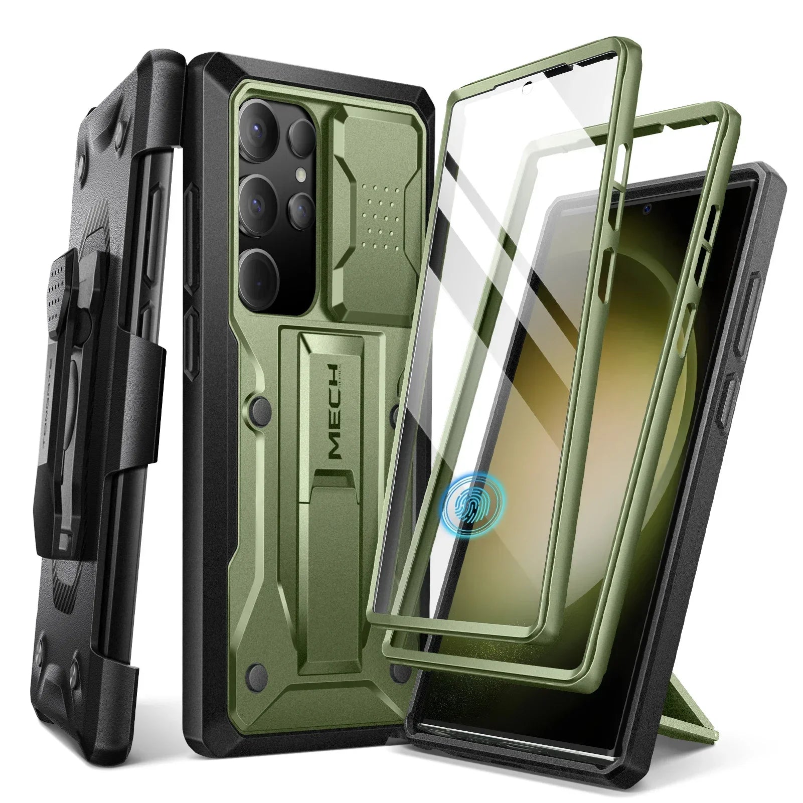 For Samsung Galaxy S24 Ultra Case Full-Body Shockproof Dual Layer Rugged Belt-Clip Case with Front Frame camera Screen Protector