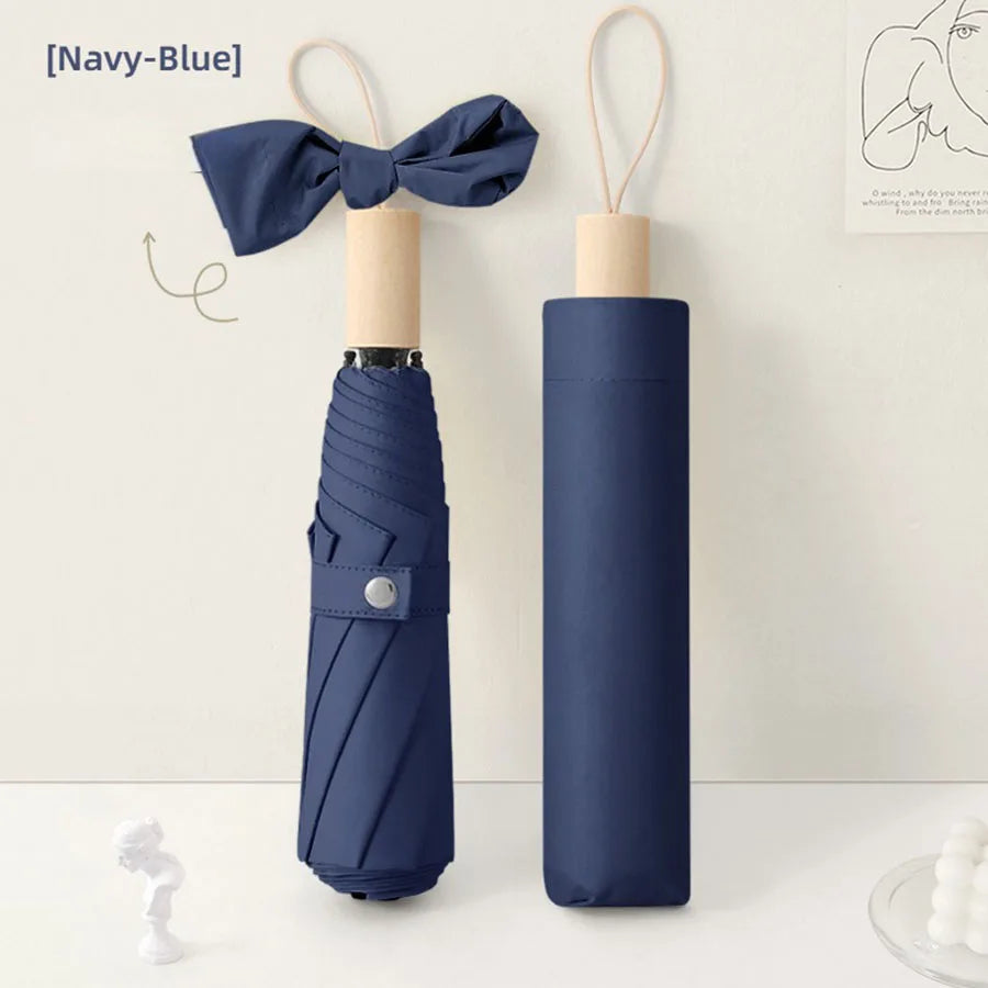 A wooden handle travel camping outdoor sunshade umbrella with high aesthetic value, French retro style umbrella