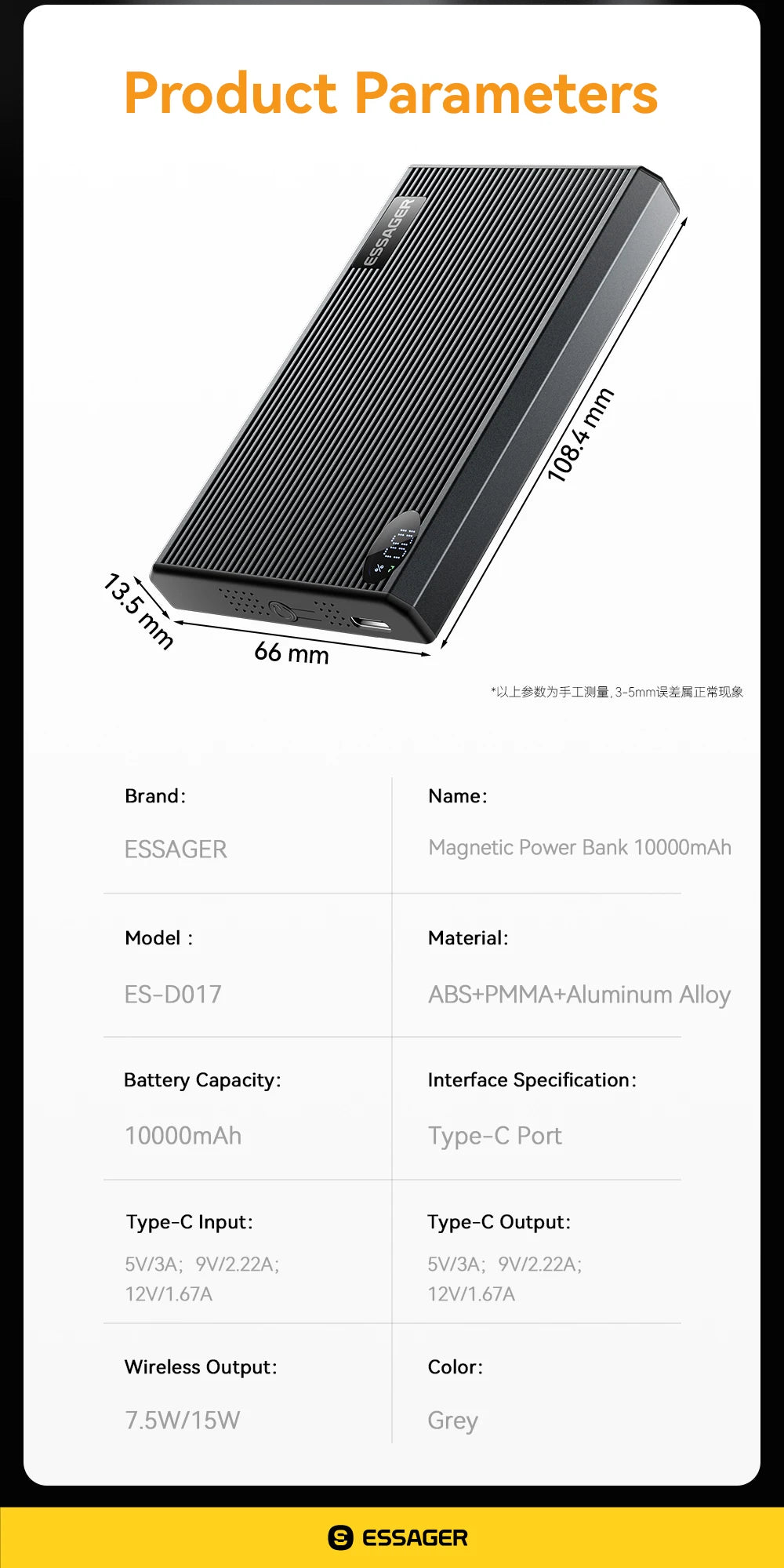 10000mAh Magnetic Power Bank 20W PD Wireless Fast Charging Slim Portable Charger for iPhone MagSafe