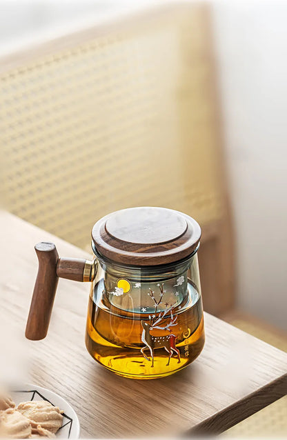 Glass Office Cup With Handle Household Filter Tea Making Cup Tea Separation Mug Modern Light Luxury Simple Water Cup