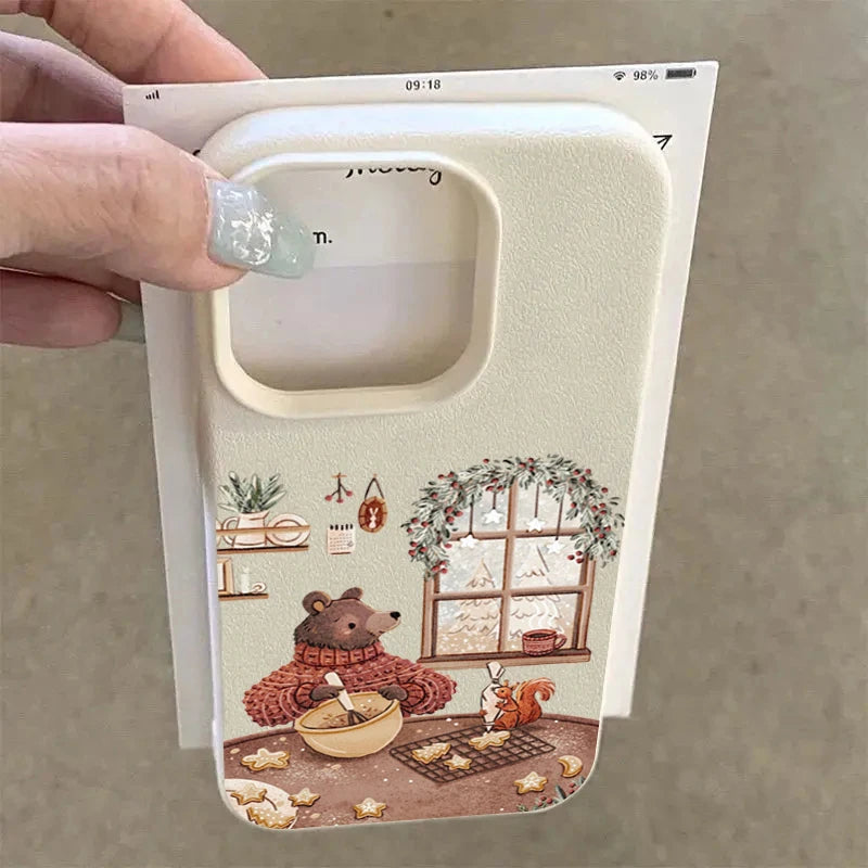 Cartoon Animal Bear Squirrel Phone Case For iPhone 17 16 15 Plus Pro Max Air Cases iPhone 14 Pro Max 16e Cover
