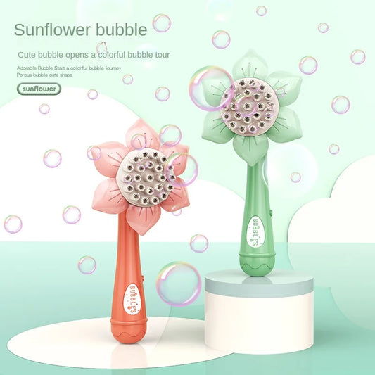 Children's Sunflower Bubble Toy Handheld Bubble Boy Girl Outdoor Gift Toy (excluding Bubble Liquid And Battery)