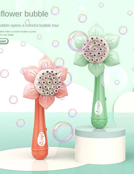 Children's Sunflower Bubble Toy Handheld Bubble Boy Girl Outdoor Gift Toy (excluding Bubble Liquid And Battery)