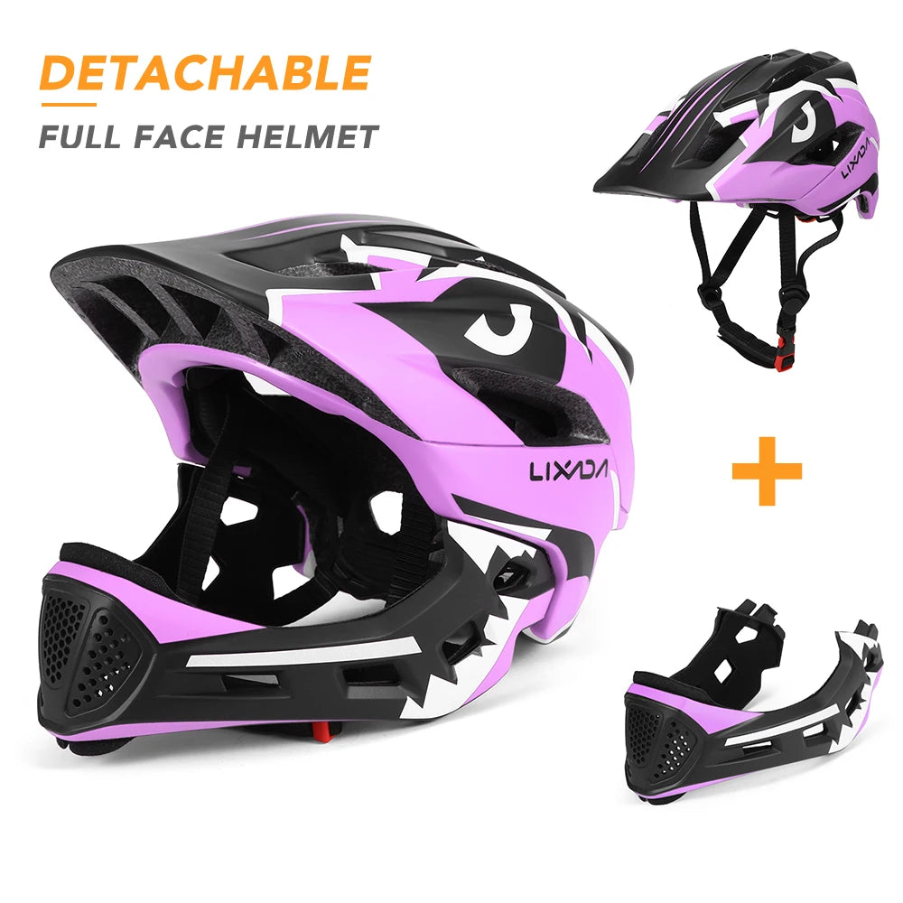 Kids Detachable Full Face Cycling Helmet For Bike Skateboard And Roller Skating