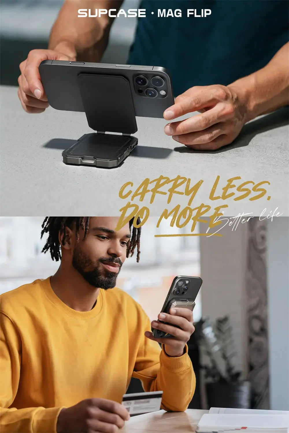 Tripod Phone Stand Credit Card Holder for iPhone 16/15/14/13/12 Adjustable Phone Stand Compatible with MagSafe