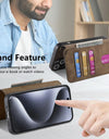 Flip Leather Wallet Case for iPhone 16 15 Pro Max 14 Plus 16E Magsafe Magnetic Detachable Card Slot Holder Cover