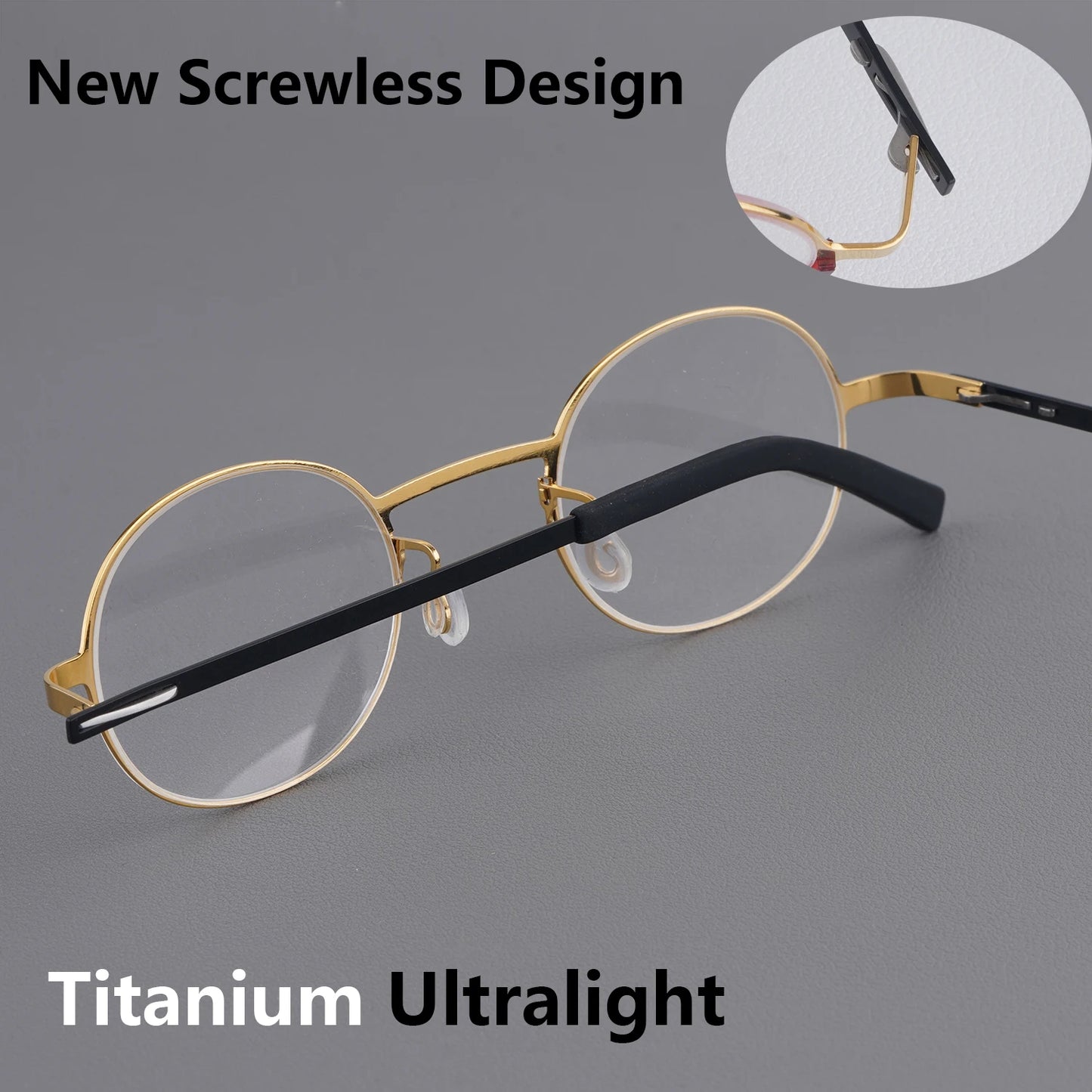 Small Face Round Titanium Screwless Eyeglasses Frame