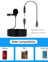 Lavalier Lapel Clip-on Microphone Cardioid Mic with 3.5mm TRS Cable Detachable Single Head Compatible for Smartphone