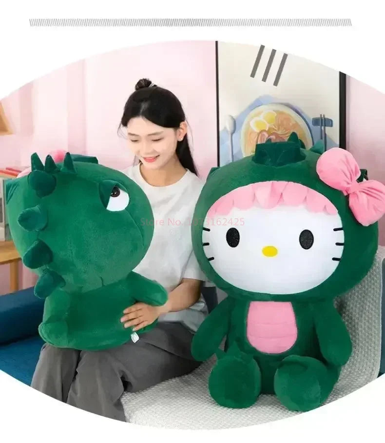 Cartoon Dinosaur Kitty Plush Pillow Soft Stuffed Doll