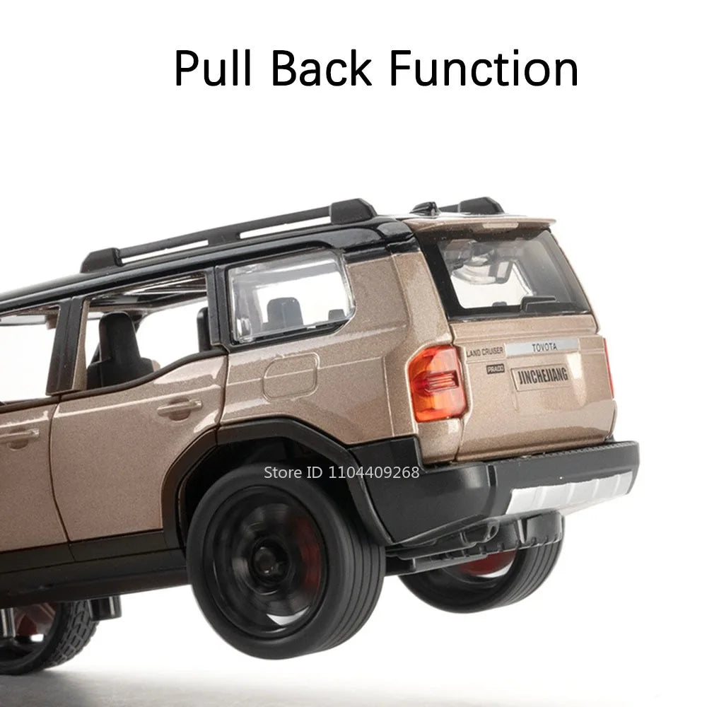 Scale 1:32 Prado Alphard Toy Car Model Alloy Diecast Doors Opened Light Sound Off-road Miniature SUV Hobby Ornaments Gifts