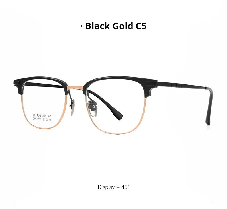 Mens Retro Oval Lightweight Pure Titanium Eyeglasses Frames
