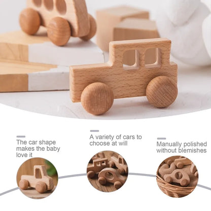 Baby Wooden Car Wooden Child Block For Babies BPA Free Organic Beech Animal Shape Baby Toy  Car Montessori Toys  Handmade Crafts