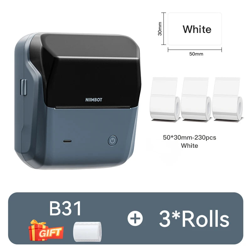 B31 Thermal Label Printer, Bluetooth Wireless Barcode Sticker Maker 20–77mm, High-Speed Inkless Label Printer for Clothing & Jewelry