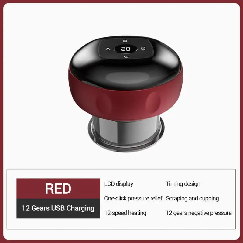 Body Cupping Scraping Massager Smart Electric Vacuum Cupping Red Light Heating Suction Cup Device for Body Back Neck Arm Massager