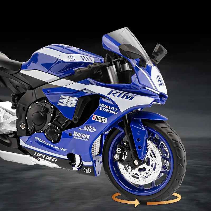 1:9 Yamaha YZF-R1M YZFR1M Alloy Die Cast Motorcycle Model Toy Vehicle Collection Sound and Light Off Road Autocycle Toys Car
