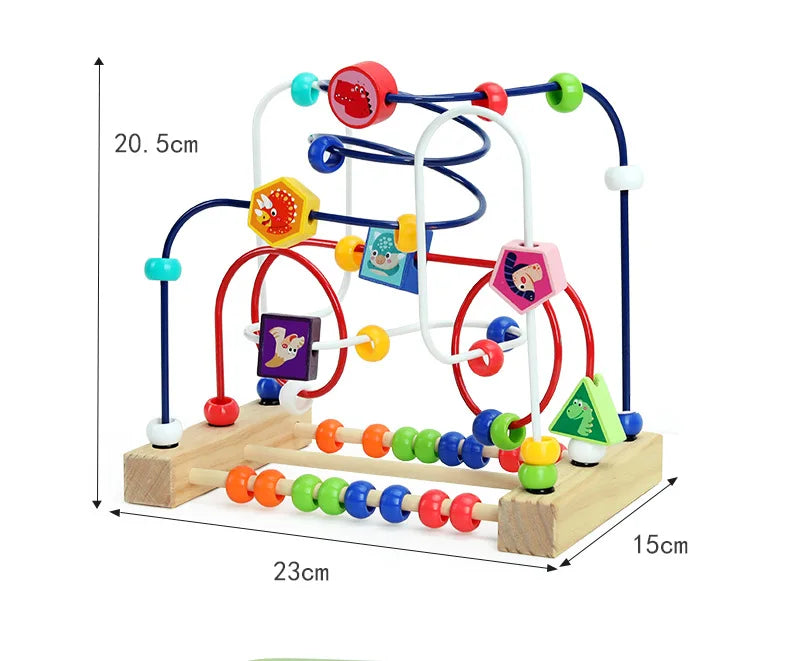 Montessori Wooden Toys Circles Bead Wire Maze Roller Coaster  Early Educational Puzzles Toy for  1 2 3 Years