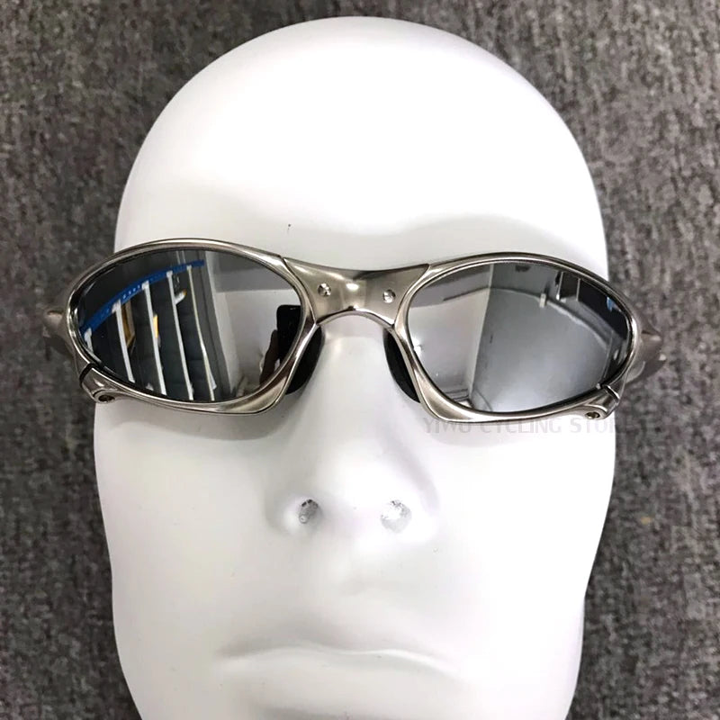 Polarized UV400 Cycling Sunglasses – Silver Metal Frame Fishing Riding Bicycle Eyewear