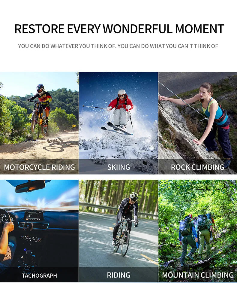 4K 60FPS Mini Action Camera Wifi Outdoor Sport Anti Shake 170° Wide Angle Waterproof Camera Pro Bike Motorcycle Helmet Body Cam