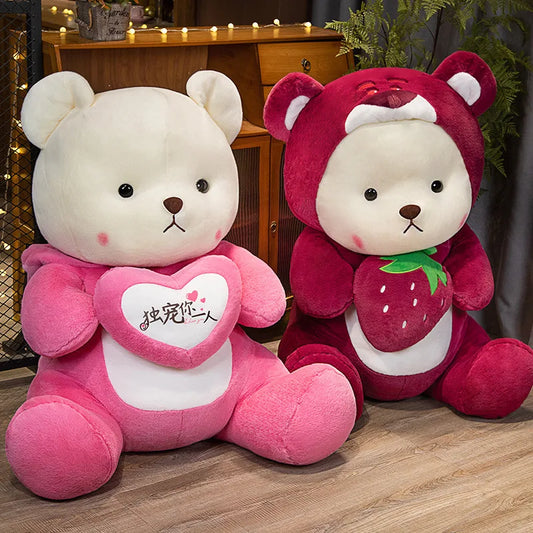 Pink Teddy Bear Plush Stuffed Animal with Cloth