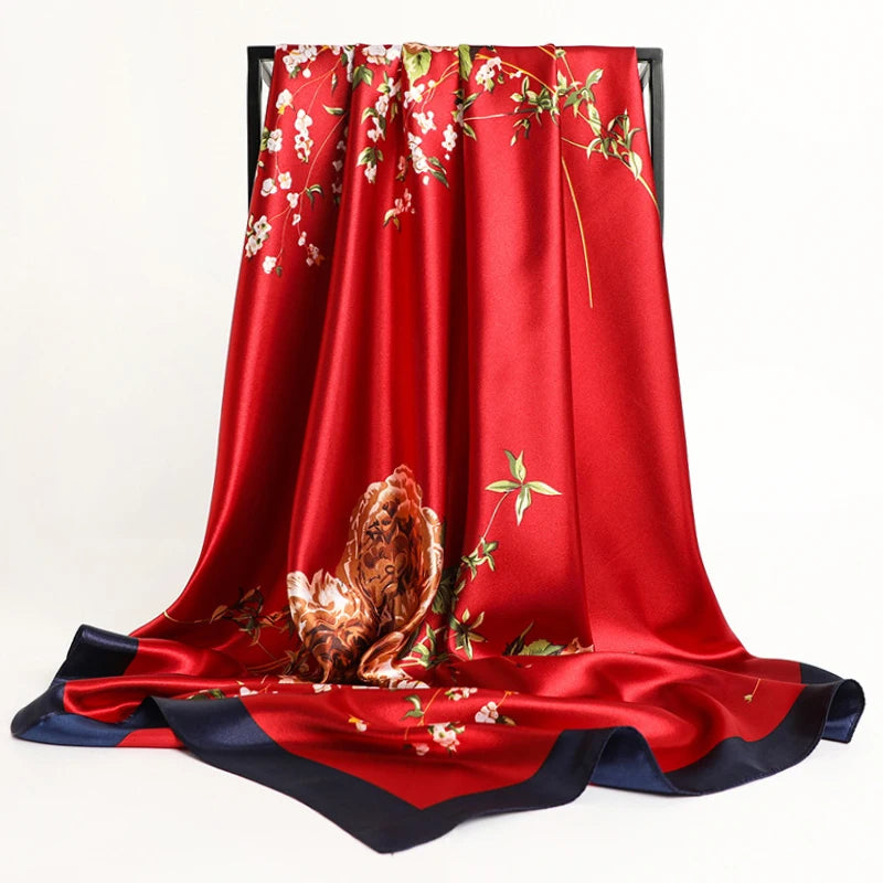 Square Women Scarves Silk Office Ladies Hair Neck Bandanna Headband Foulard Headcloth Muslim Headscarf Female muffler