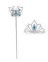 Kids Rhinestone Tiara Crown and Magic Wand with Glitter Crystal Head Hoop Jewelry Hair Accessories for Girls Teens Birthday Gift