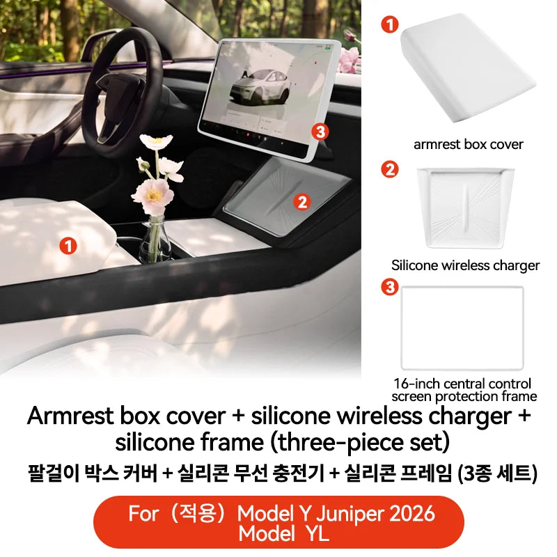 TPE Armrest Cover for Tesla Model Y Juniper Model YL and Model 3 Highland Center Console Protector