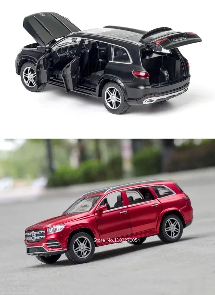 Scale 1:32 500k GLS580 Classic Car Model Toy Doors Opened Alloy Body Rubber Tire Vehicle Sound Light Models Collection Boys Gift