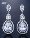 Brilliant White Cubic Zirconia Dangle Earrings for Women Fashion Water Drop Earring