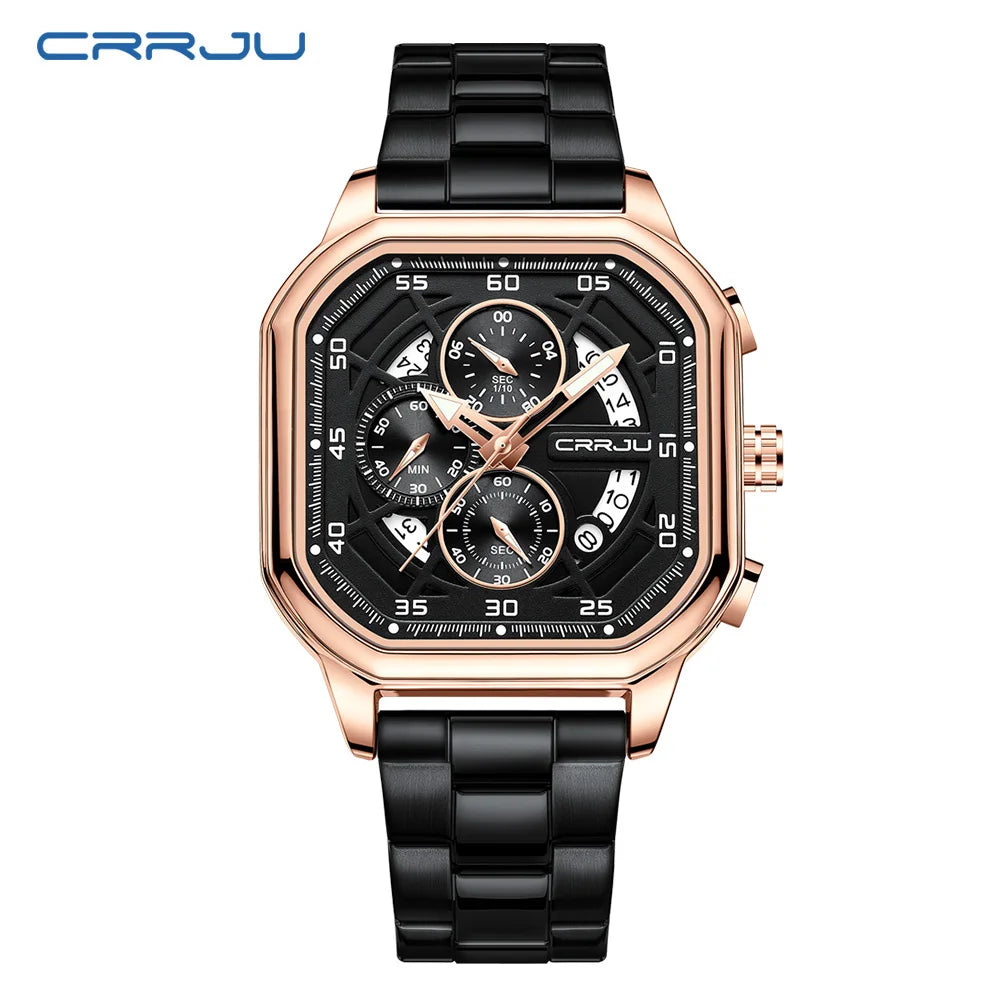 Men Watch Stainless Steel Chronograph Watches for Men Luxury Waterproof Date Analog Quartz Business Clock