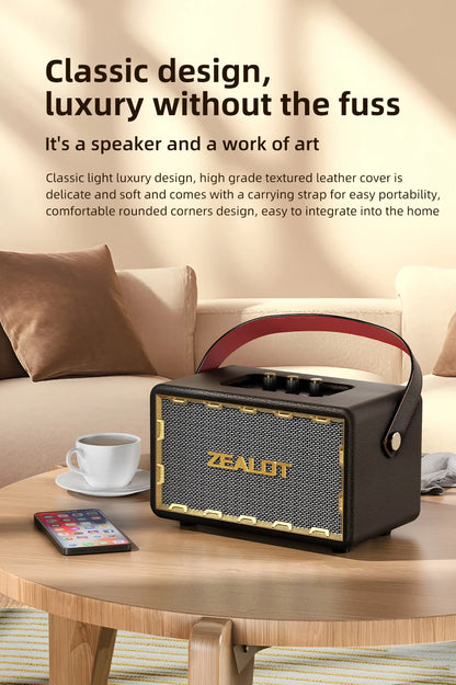 ZEALOT-MT01 Retro Wooden Portable Wireless Speaker with TF Card Slot, Loud Bass Subwoofer, TWS Bluetooth Speaker, 24000mAh, 60W