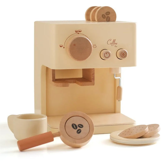 Wooden Kid Coffee Macine Kitchen Toy Set Game Early Education Toy Ice Cream Simulation Real Life Baby Educational Fun Toys Gift