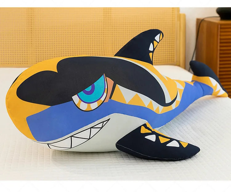 Cute Pirate Shark Plush Stuffed Doll Pillow Toy