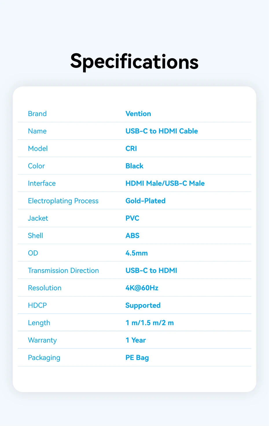 USB C to HDMI 4K USB Type C to HDMI Cable for Tablet Laptop TV Macbook Pro iPad Pro Samsung Galaxy Xiaomi USB C Cable