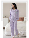 Women’s Winter 100% Cotton Pajama Set – Loose Fit, Turn-Down Collar, Long Sleeves, Cute Pink