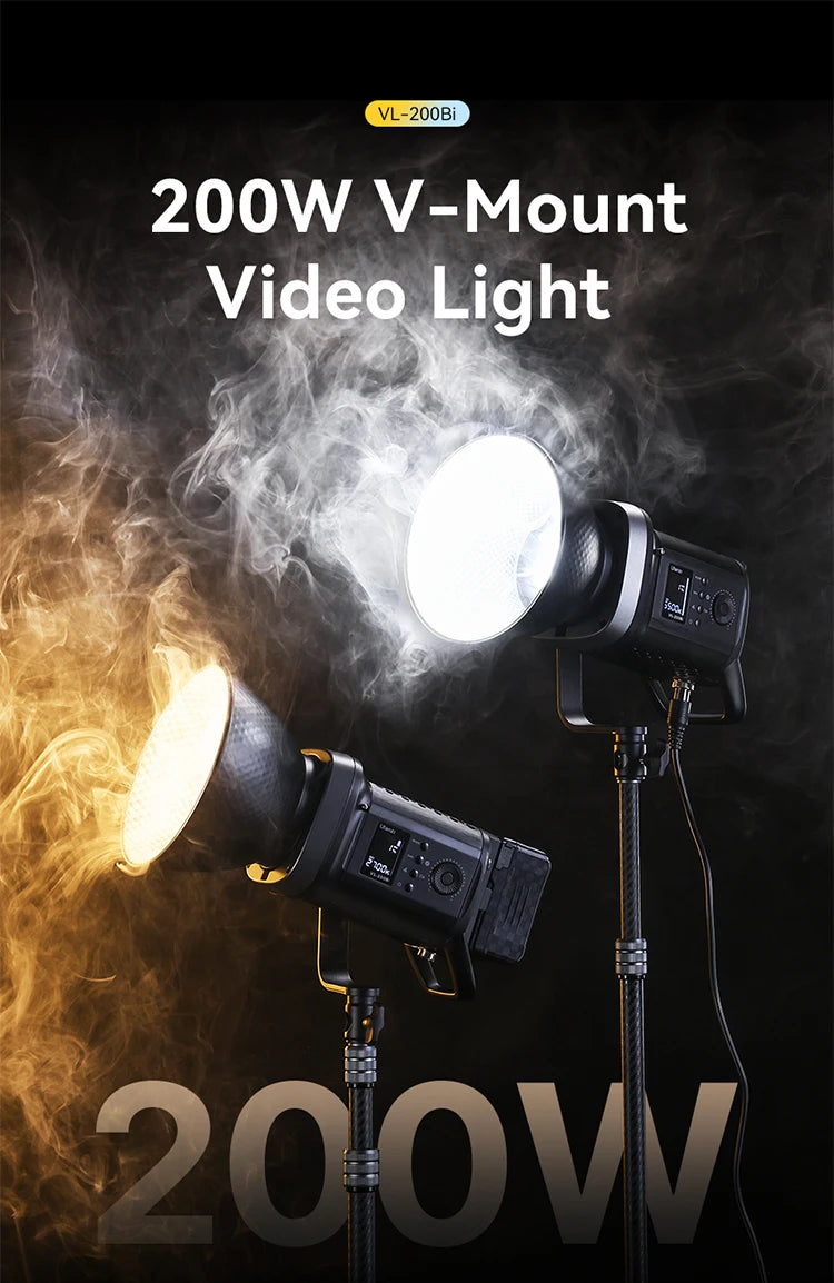 200W Bi-Color LED Video Light – Dimmable, Wireless APP Control, Continuous Studio & Photography Lighting