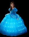 Light Up Cinderella Princess Girls Cosplay Dress Costume Led Vestidos Birthday Party Dress Halloween Clothes