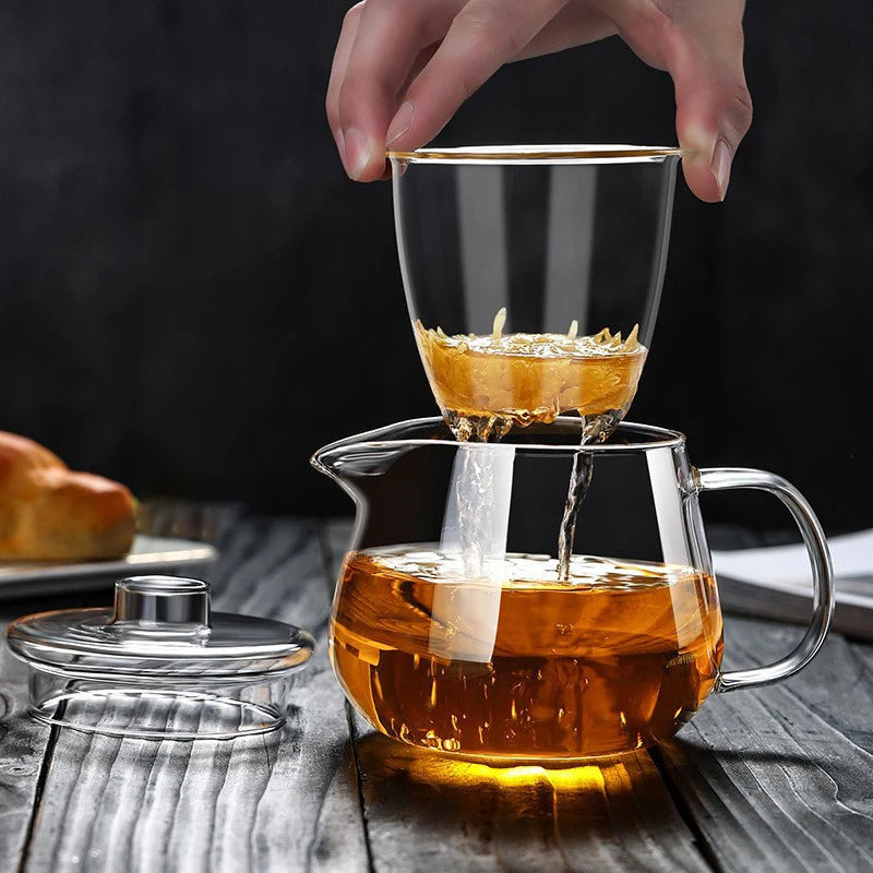 480/650ml Heat-Resistant Teapot With Glass Tea Strainer Infuser Flower Kettle Kung Fu Teawear Set Puer Oolong Pot Teaware