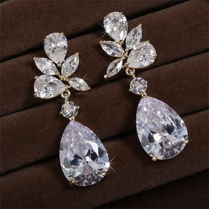 Wedding Earrings for Women Water Drop Cubic Zircon Dangle Earring