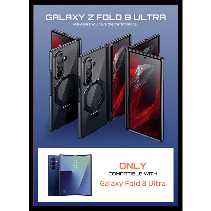 Full Body Rugged Phone Case with Built In Screen Protector and Magnetic Ring Kickstand for Samsung Galaxy Z Fold 8 Ultra