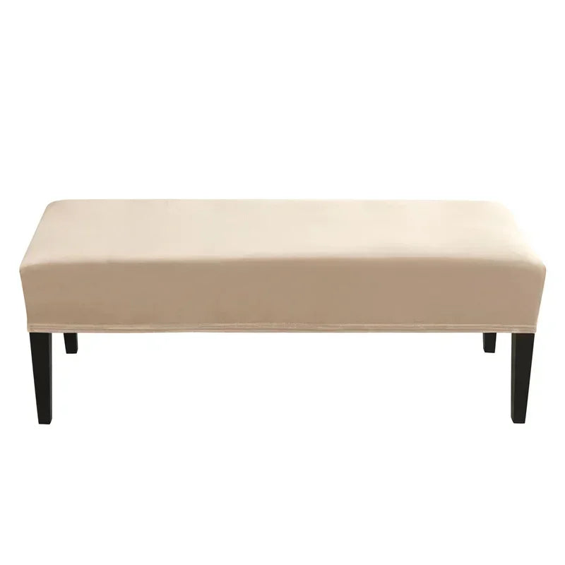 Velvet Long Bench Cover Stretch Soft Piano Stool Covers Rectangle Elastic Chair Cover All-inclusive for Dining Room Bedroom